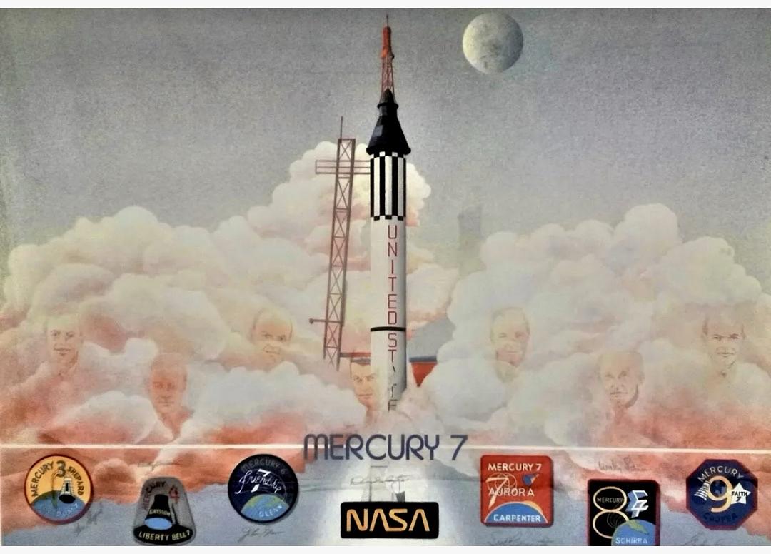 Mercury 7 signed limited edition 25x35 lithograph (1270/1500) *RARE*